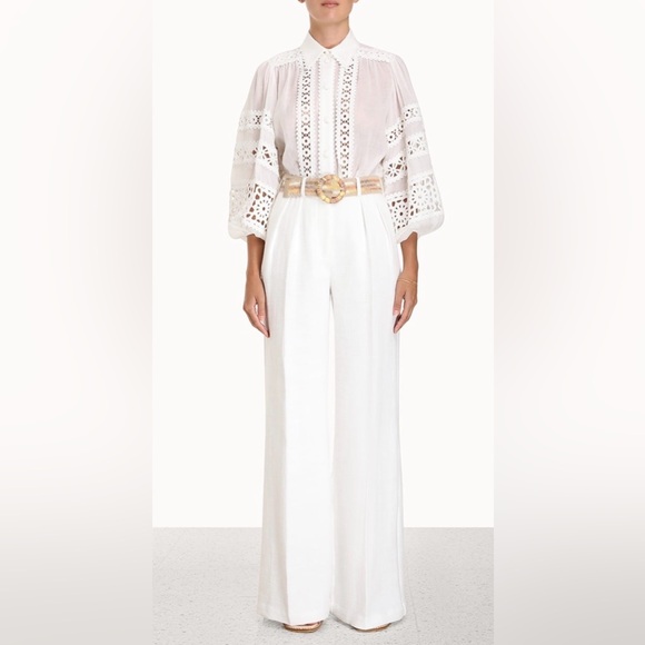 Zimmermann Pants - NWT Zimmermann Devi Tuck Pants in White Size 1/ US 6